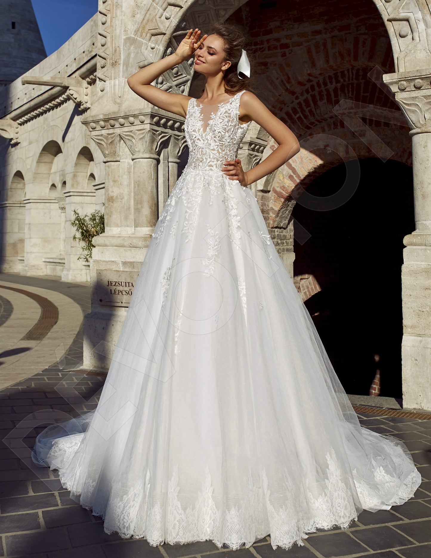 Samua Open back A-line Sleeveless Wedding Dress Front