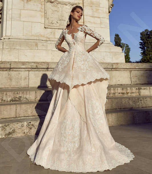 Fuella Princess/Ball Gown Boat/Bateau Powder Milk Wedding dress