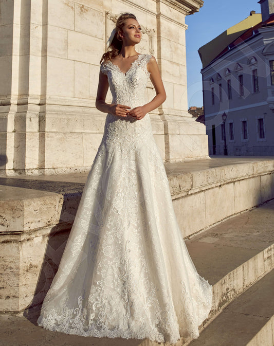 Tarinia A-line V-neck Milk Wedding dress