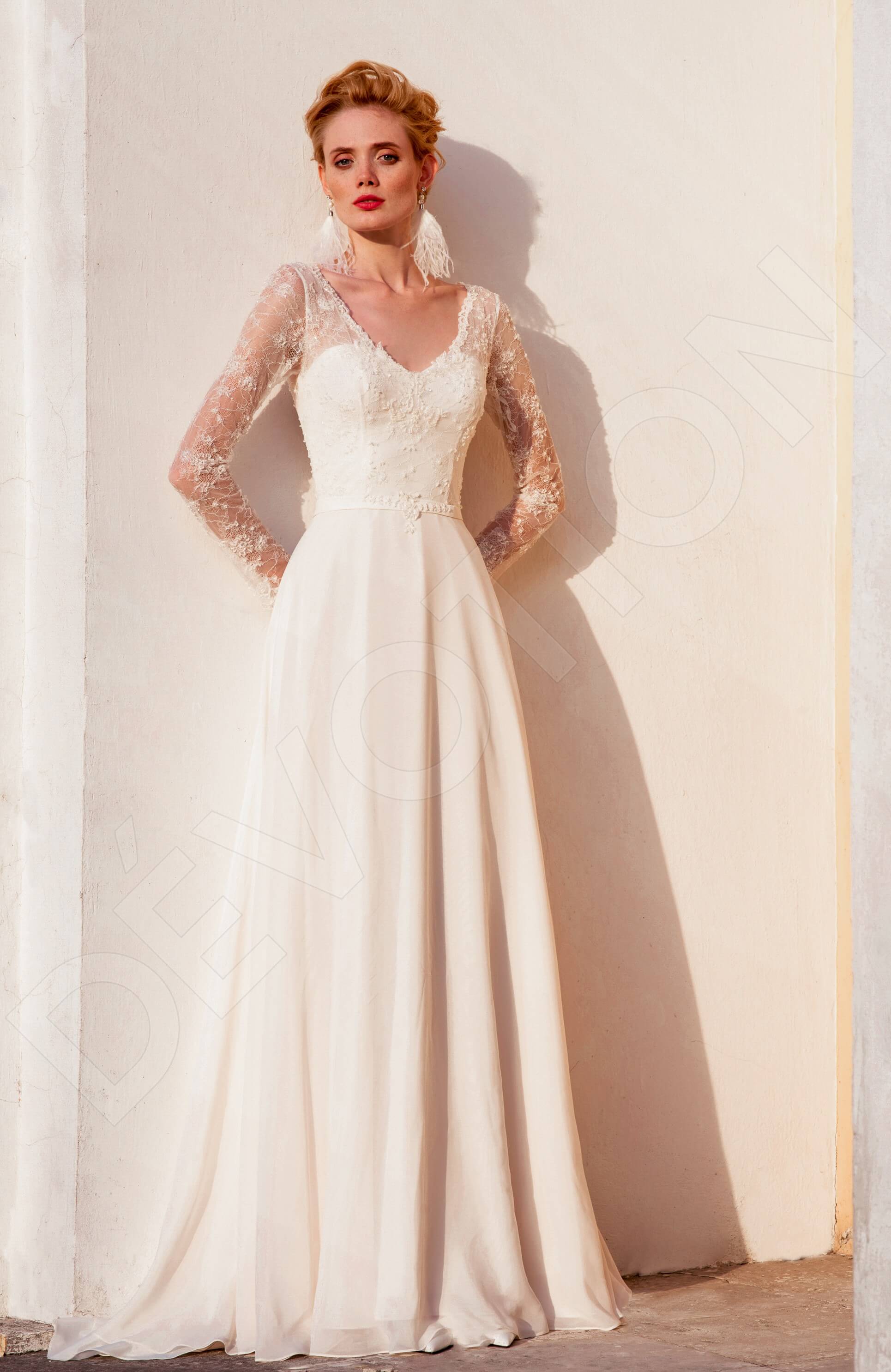 Miltia A-line V-neck Lightivory Wedding dress