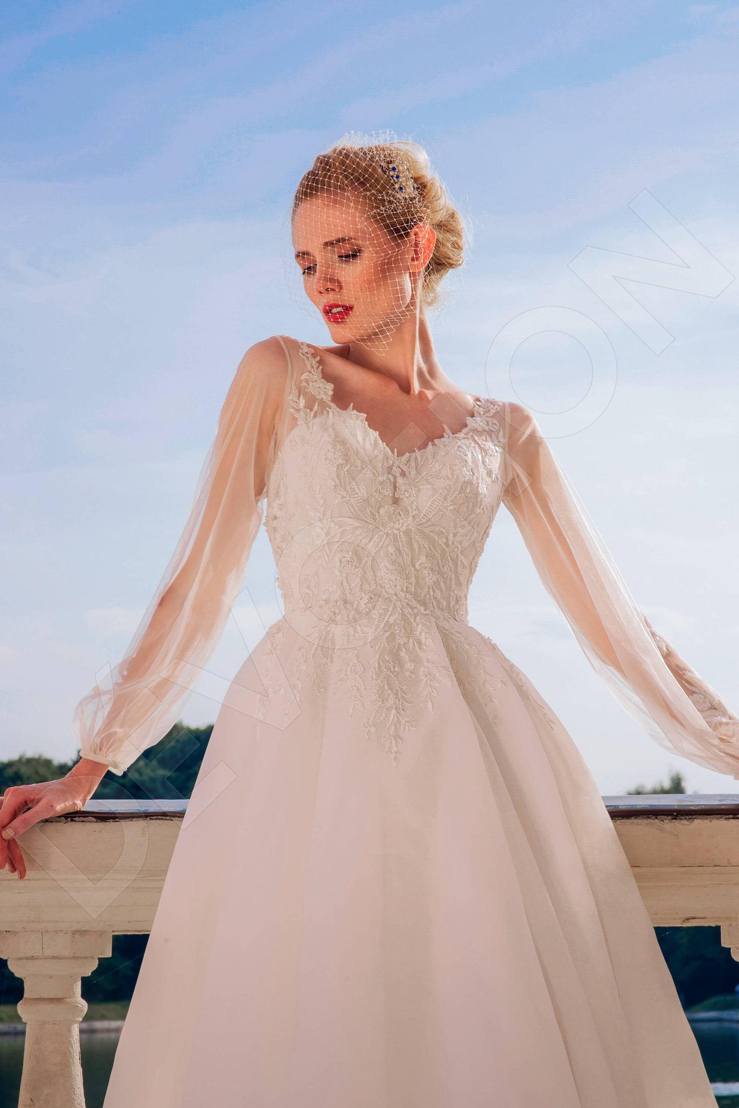 Lania Lace up back Princess/Ball Gown Long sleeve Wedding Dress 2