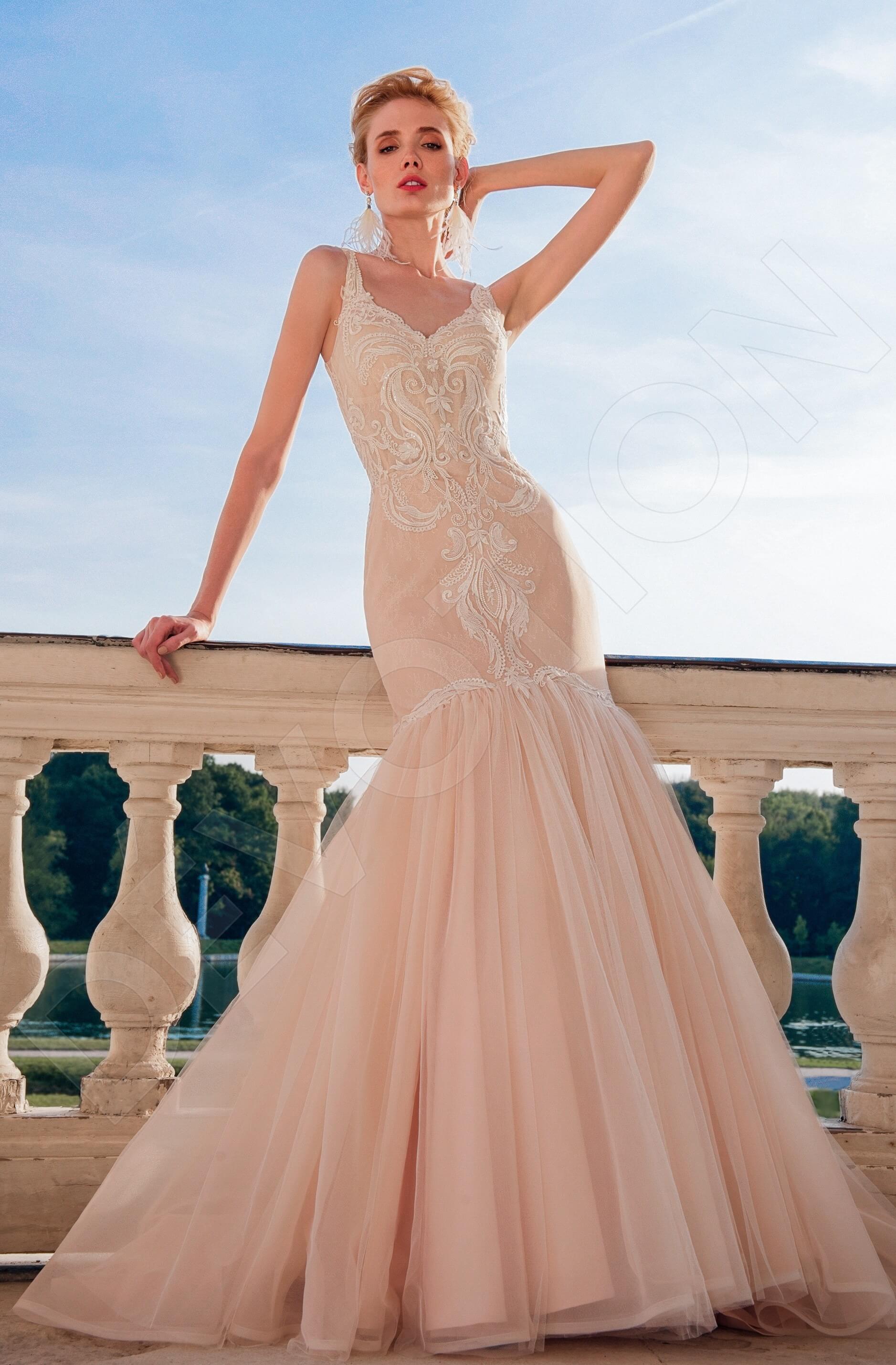 Samantina Trumpet/Mermaid V-neck Powder Wedding dress