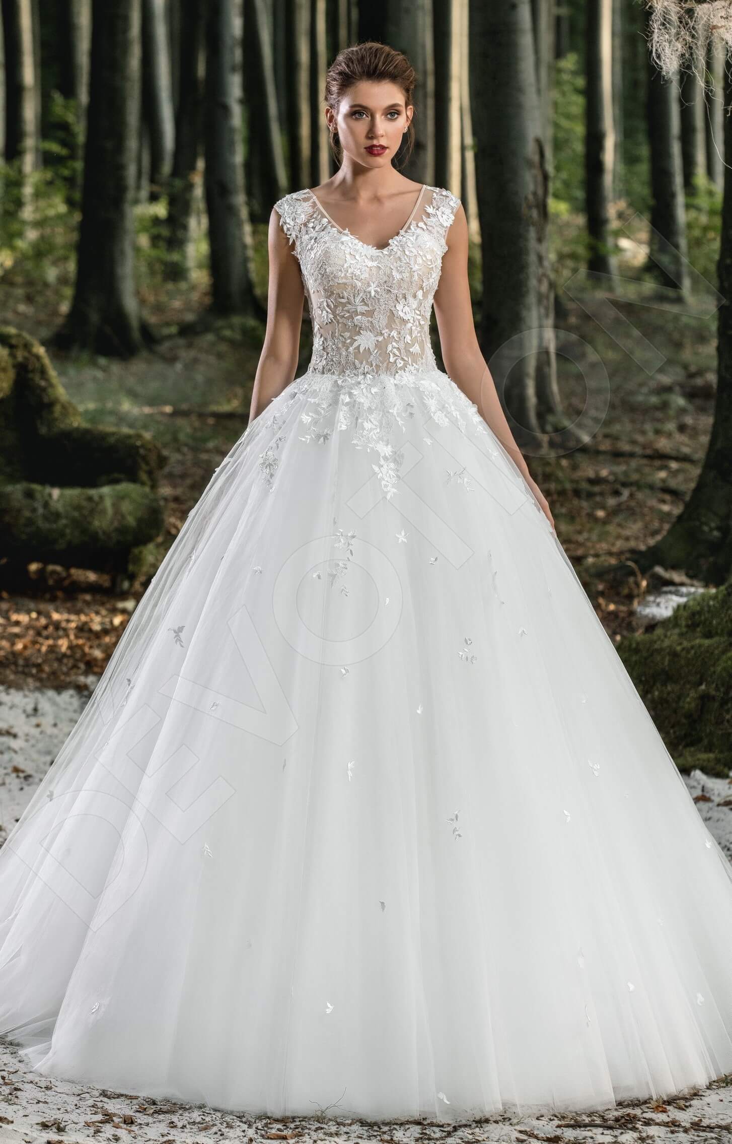 Sabra Princess/Ball Gown V-neck Milk Wedding dress