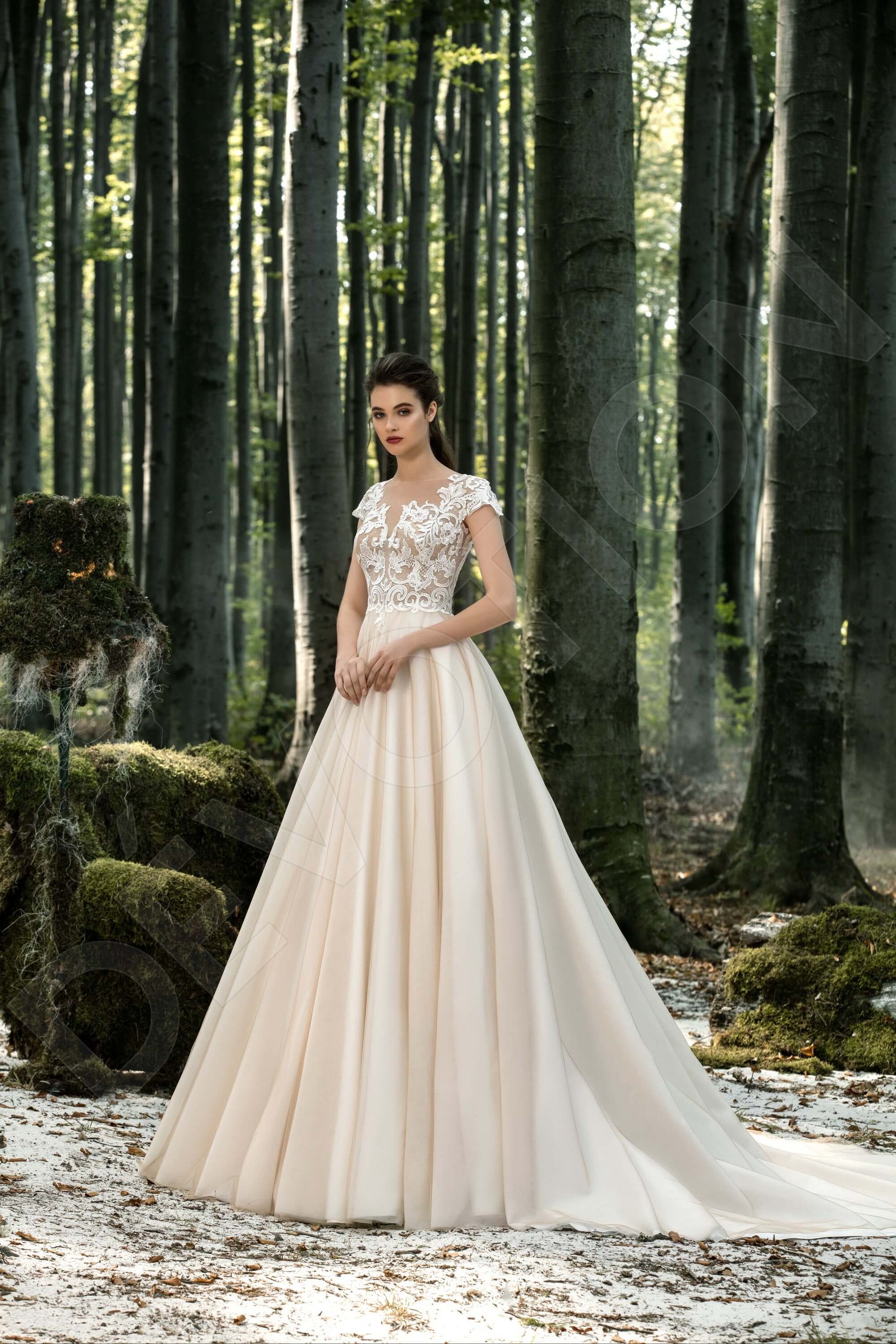 Sidra A-line Illusion Milk Cappuccino Wedding dress