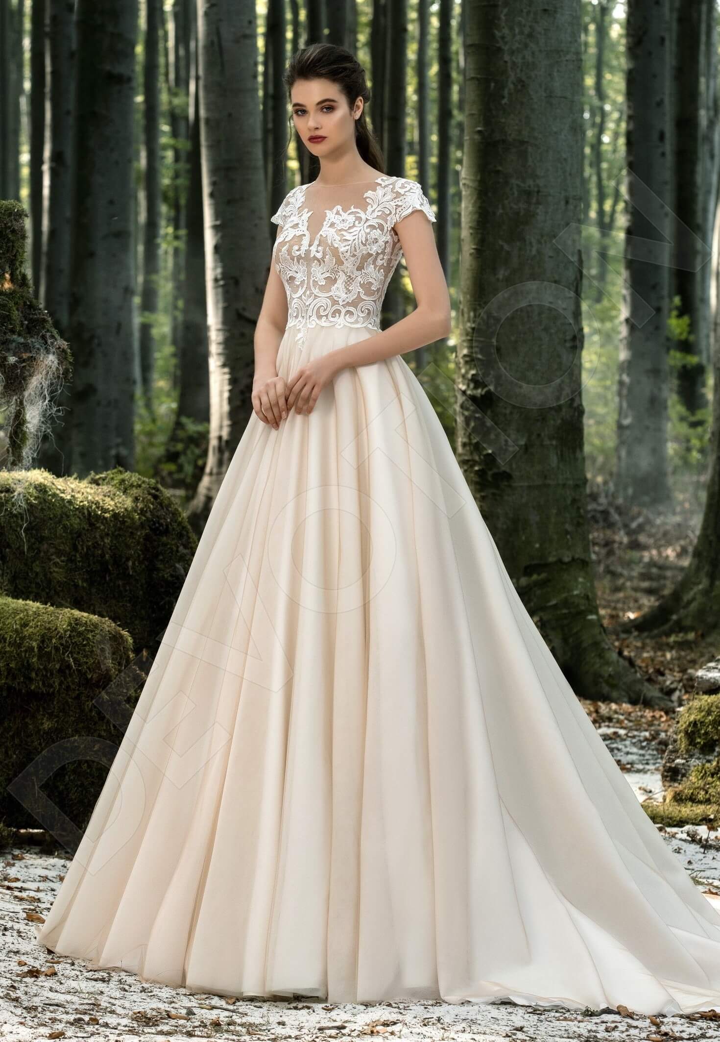 Sidra A-line Illusion Milk Cappuccino Wedding dress