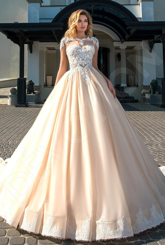 Stella Princess/Ball Gown Boat/Bateau Milk Cappuccino Wedding dress