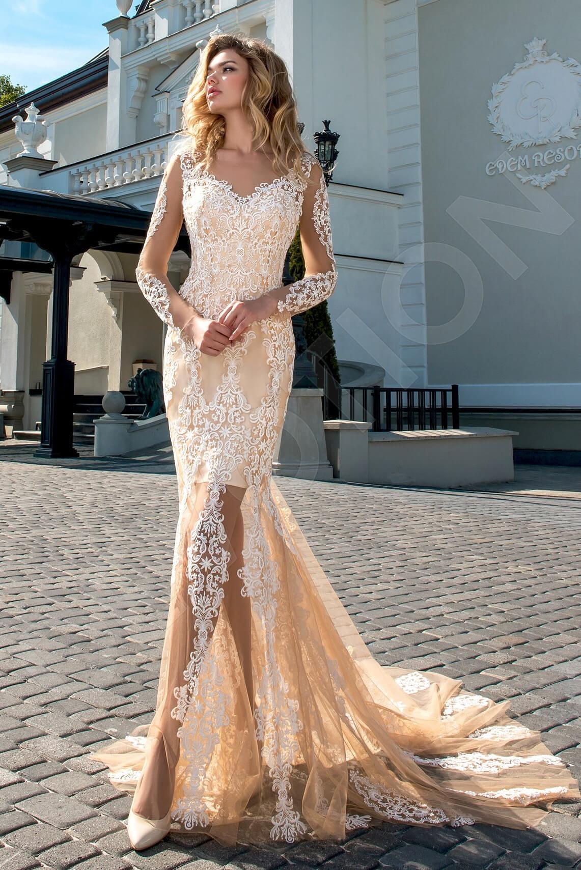 Georgina Trumpet/Mermaid Illusion Milk Cappuccino Wedding dress