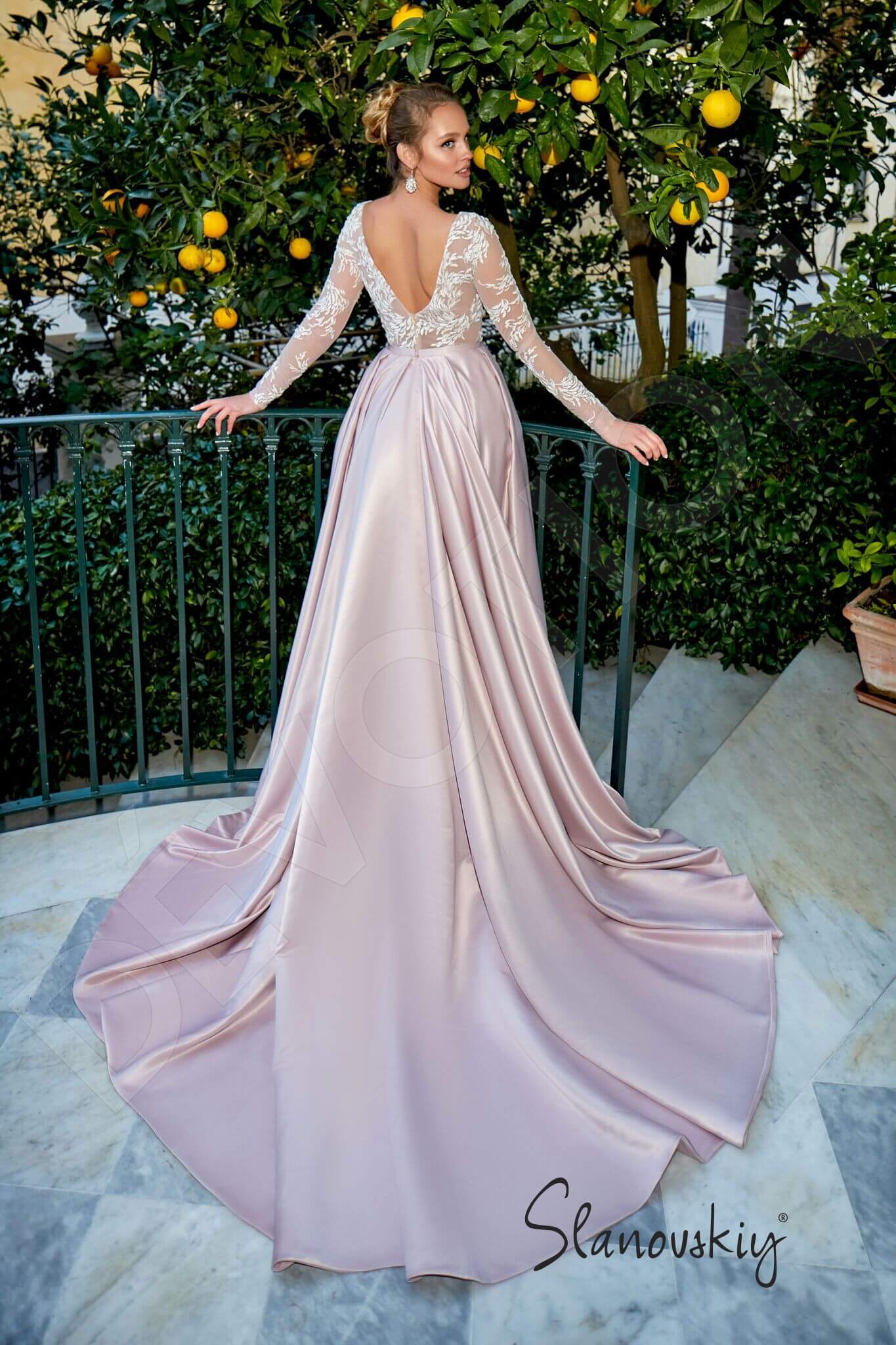 Livena A-line Boat/Bateau Nude Powder Wedding dress