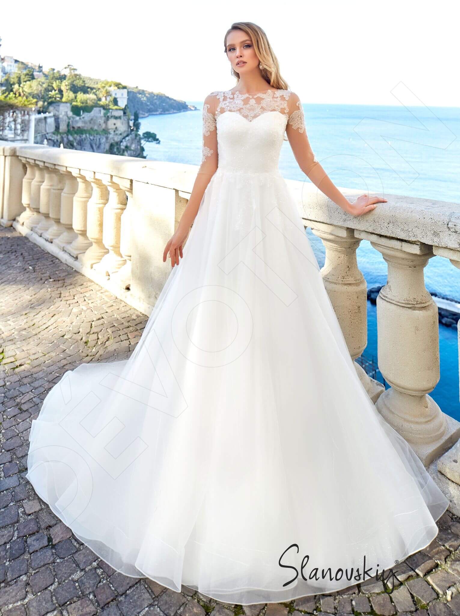 Rumia A-line Boat/Bateau Cream Wedding dress