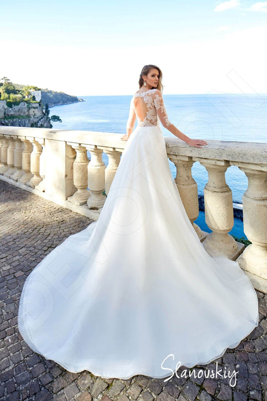 Rumia A-line Boat/Bateau Cream Wedding dress