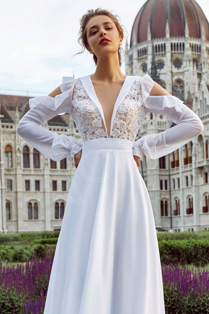 Heltana Open back A-line Long sleeve Wedding Dress Back