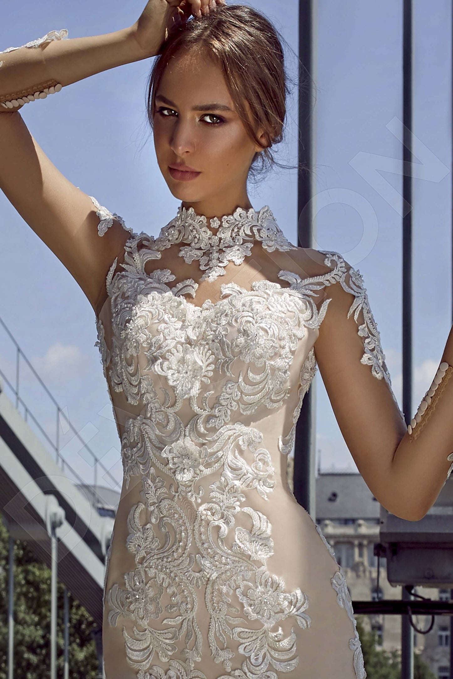 Sonara Illusion back Trumpet/Mermaid 3/4 sleeve Wedding Dress Back