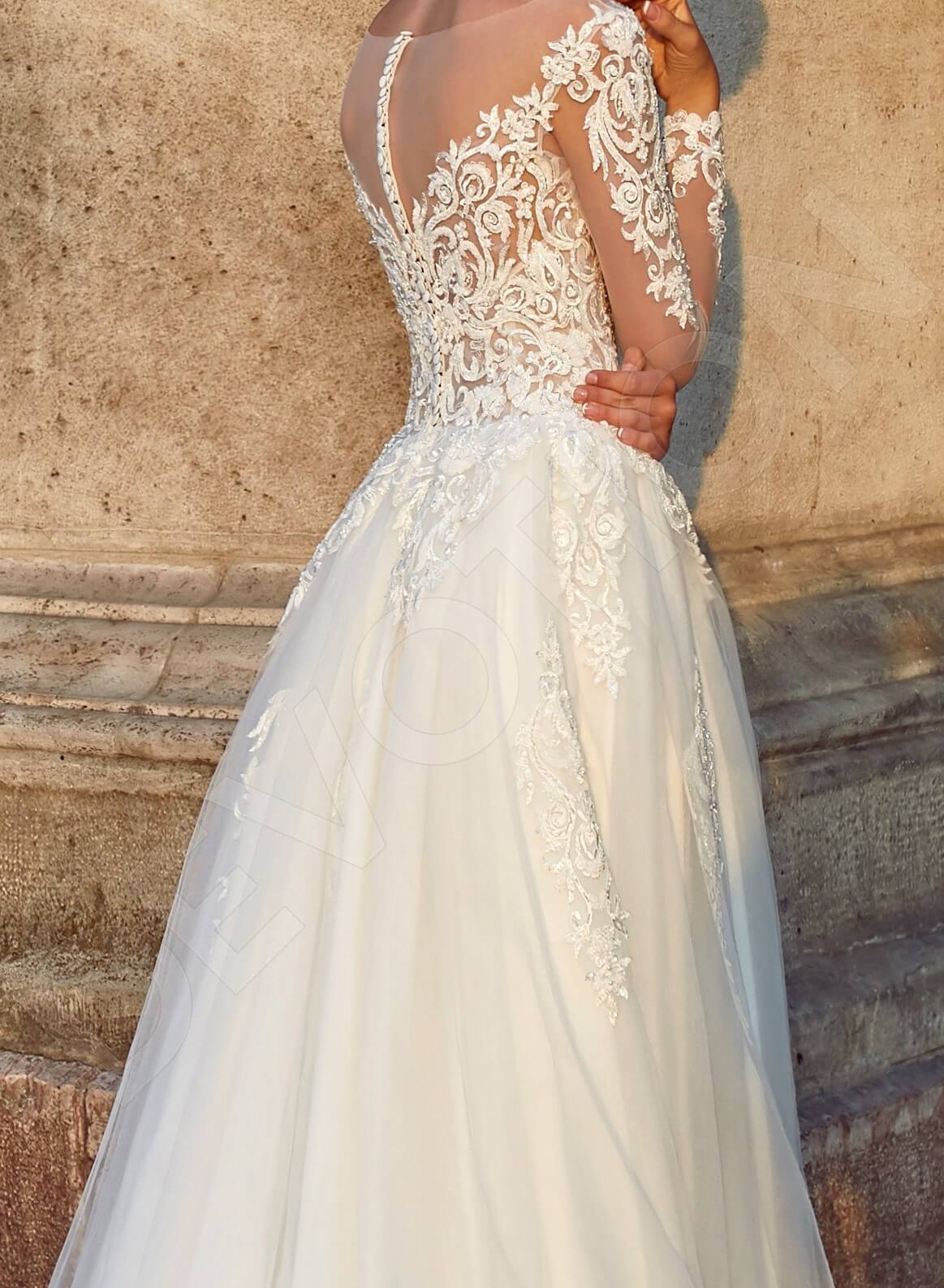 Tallea A-line Boat/Bateau Milk Wedding dress