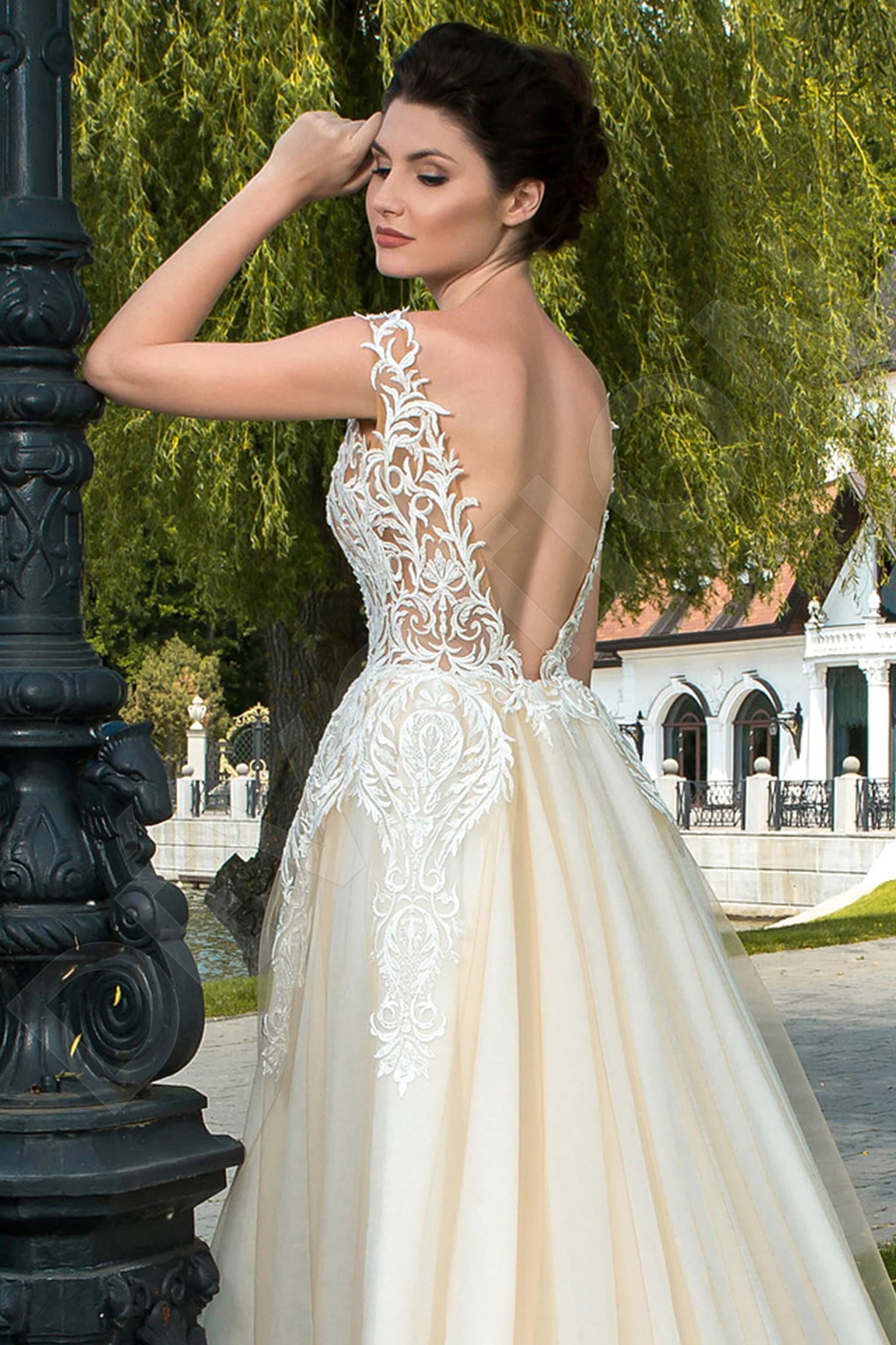 Floriena A-line Illusion Milk Cappuccino Wedding dress