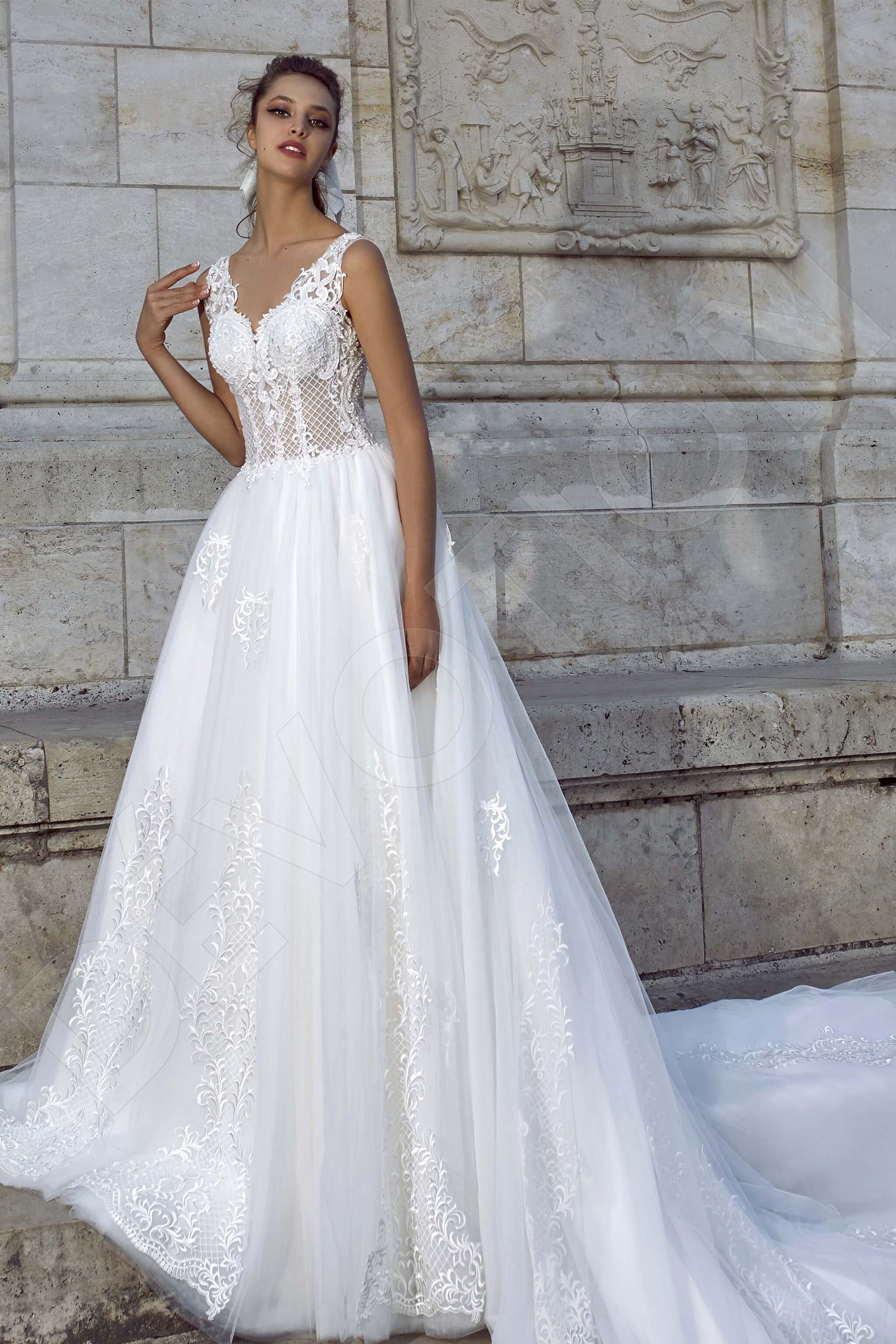 Maurinia A-line V-neck White Wedding dress