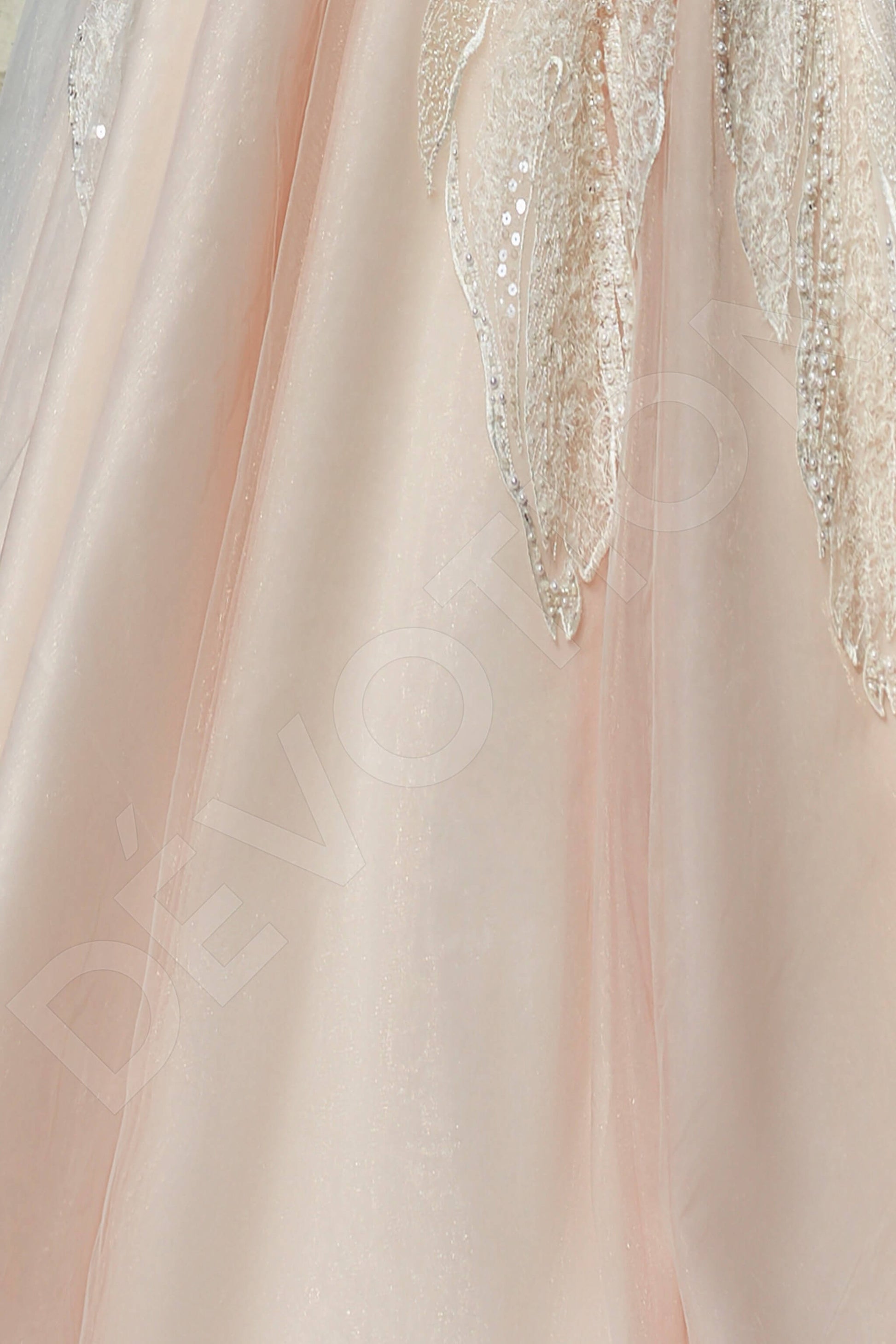 Oletta A-line V-neck PowderPink Milk Wedding dress