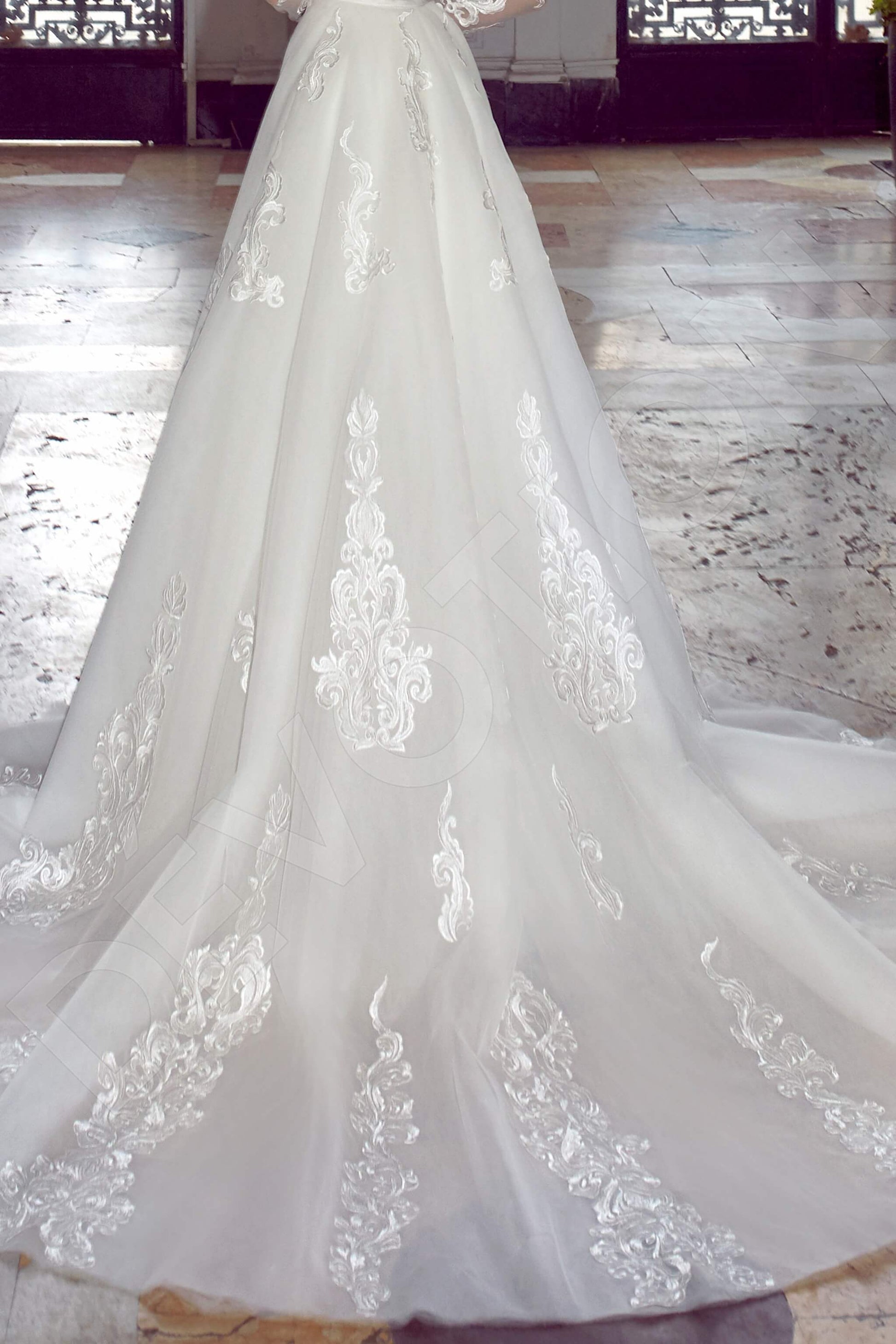 Ortella A-line Boat/Bateau Milk Wedding dress