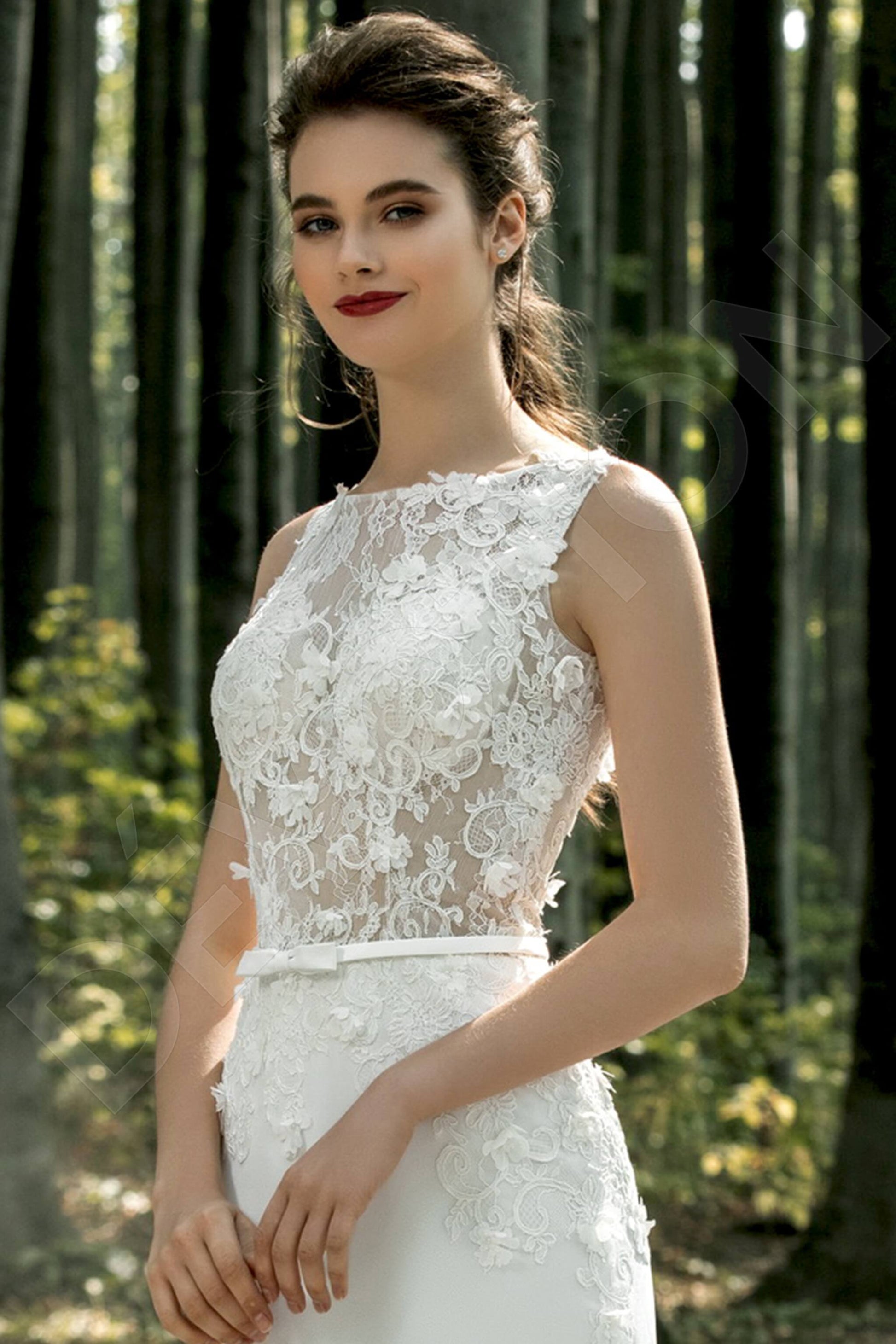 Jessa Sheath/Column Boat/Bateau Milk Wedding dress