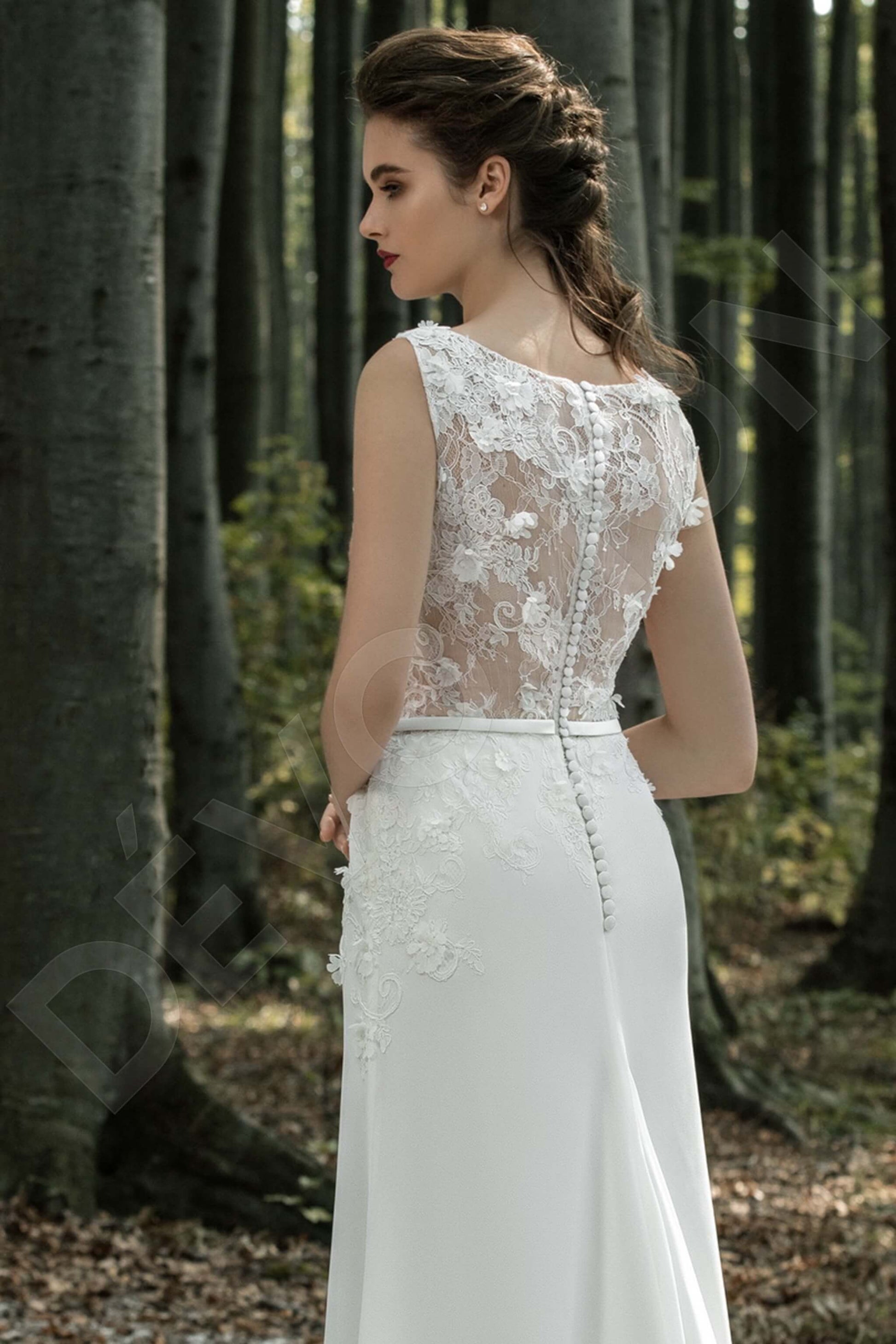 Jessa Sheath/Column Boat/Bateau Milk Wedding dress