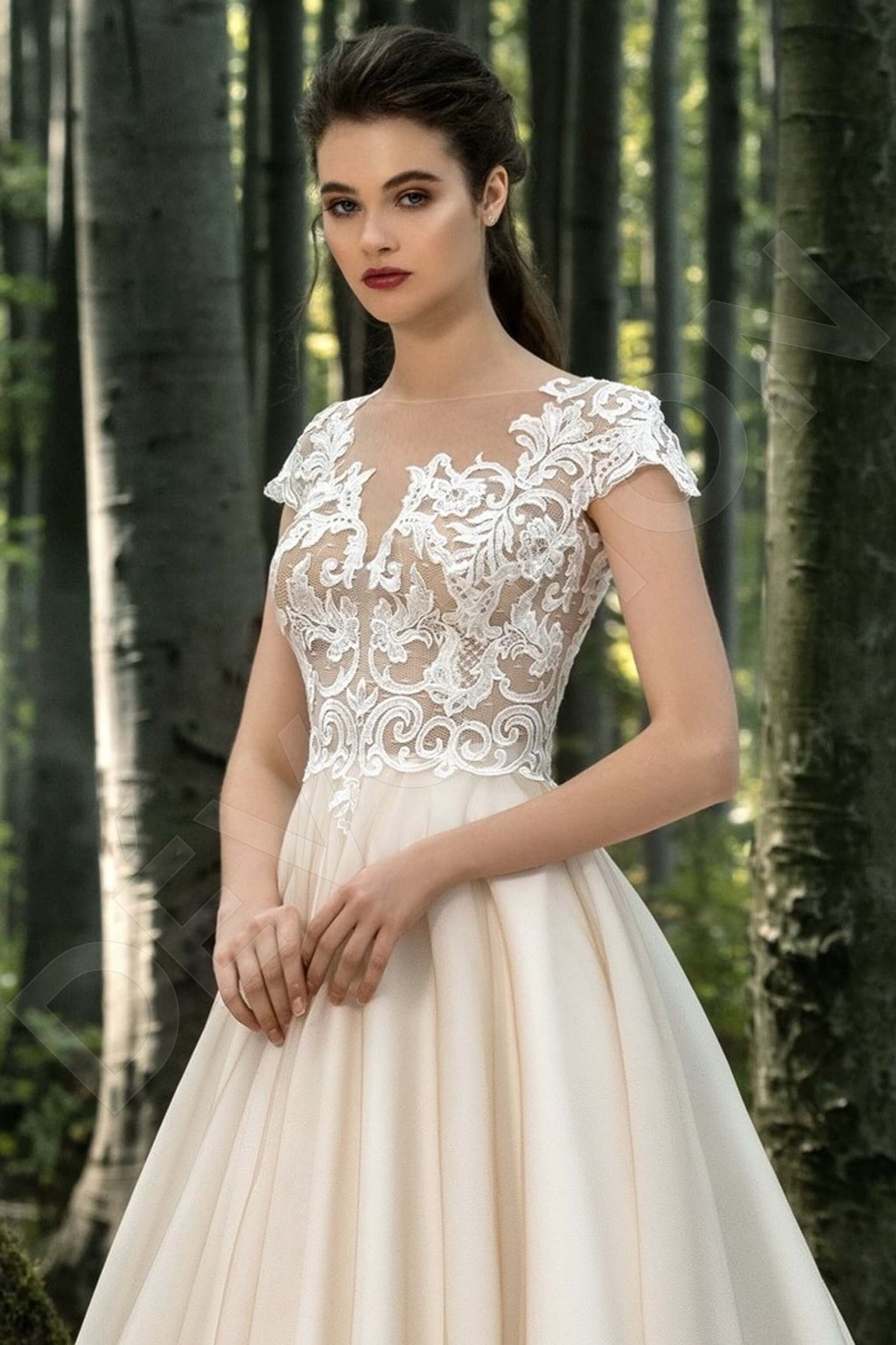 Sidra A-line Illusion Milk Cappuccino Wedding dress