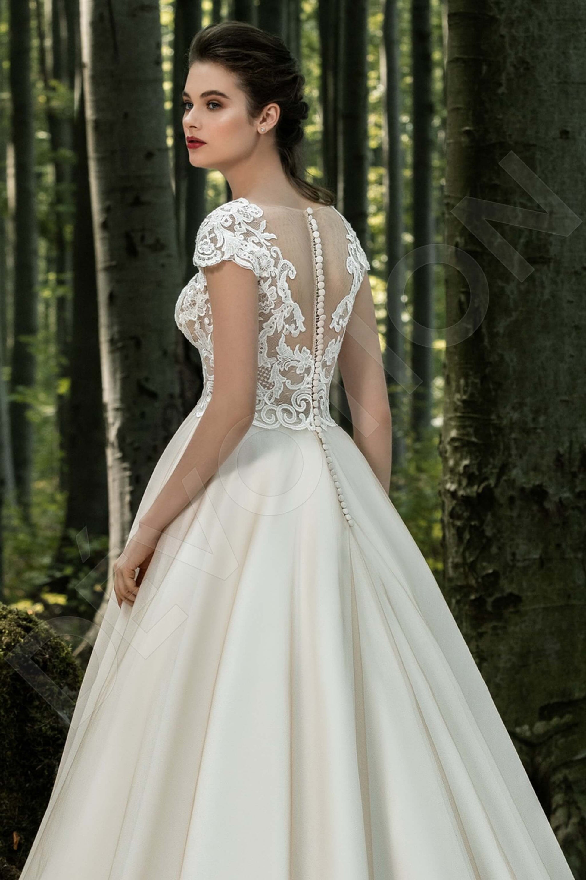 Sidra A-line Illusion Milk Cappuccino Wedding dress