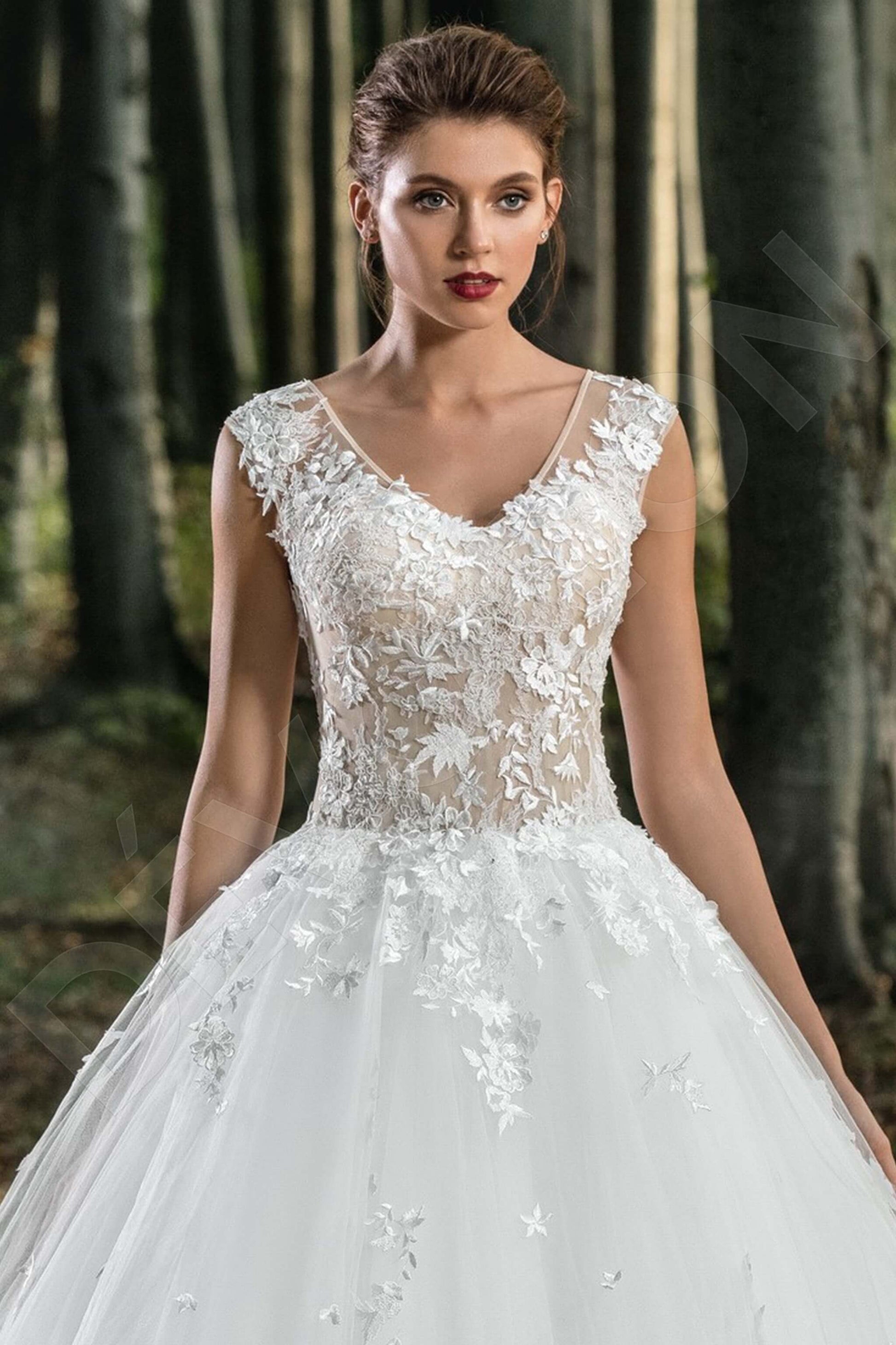 Sabra Princess/Ball Gown V-neck Milk Wedding dress