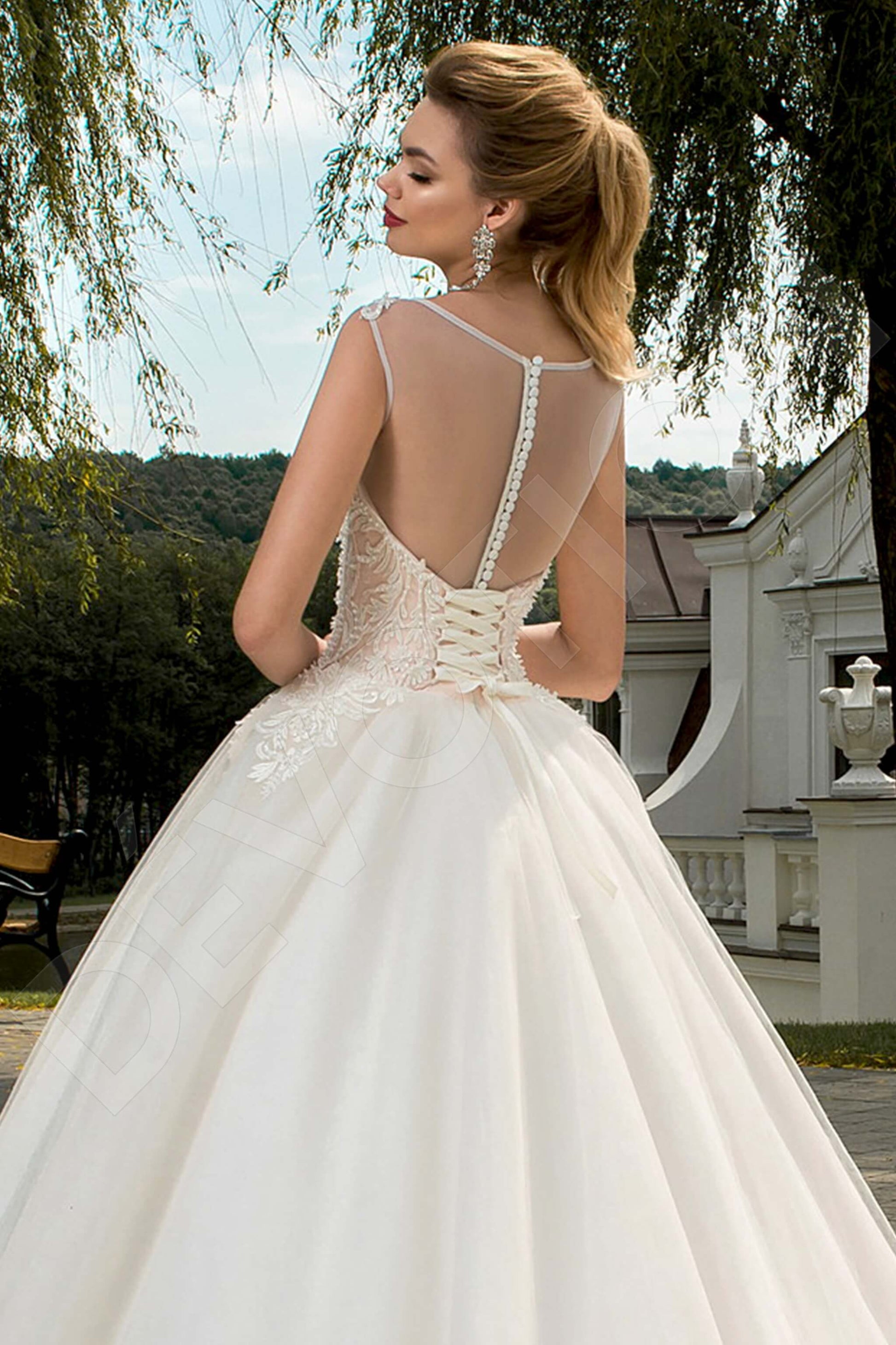 Perlita Princess/Ball Gown Boat/Bateau Milk Powder Wedding dress