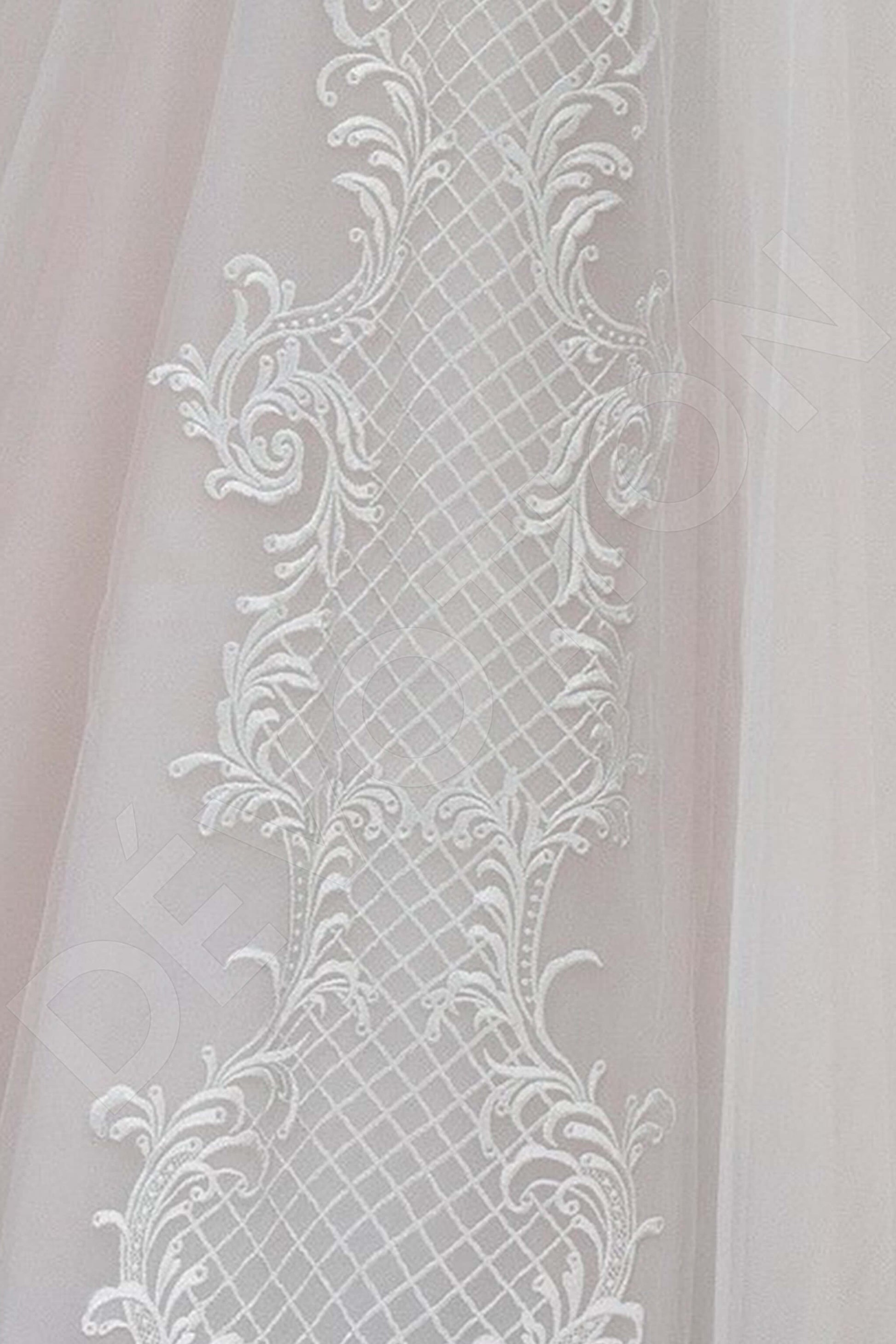 Blaze Princess/Ball Gown Boat/Bateau Milk Powder Wedding dress