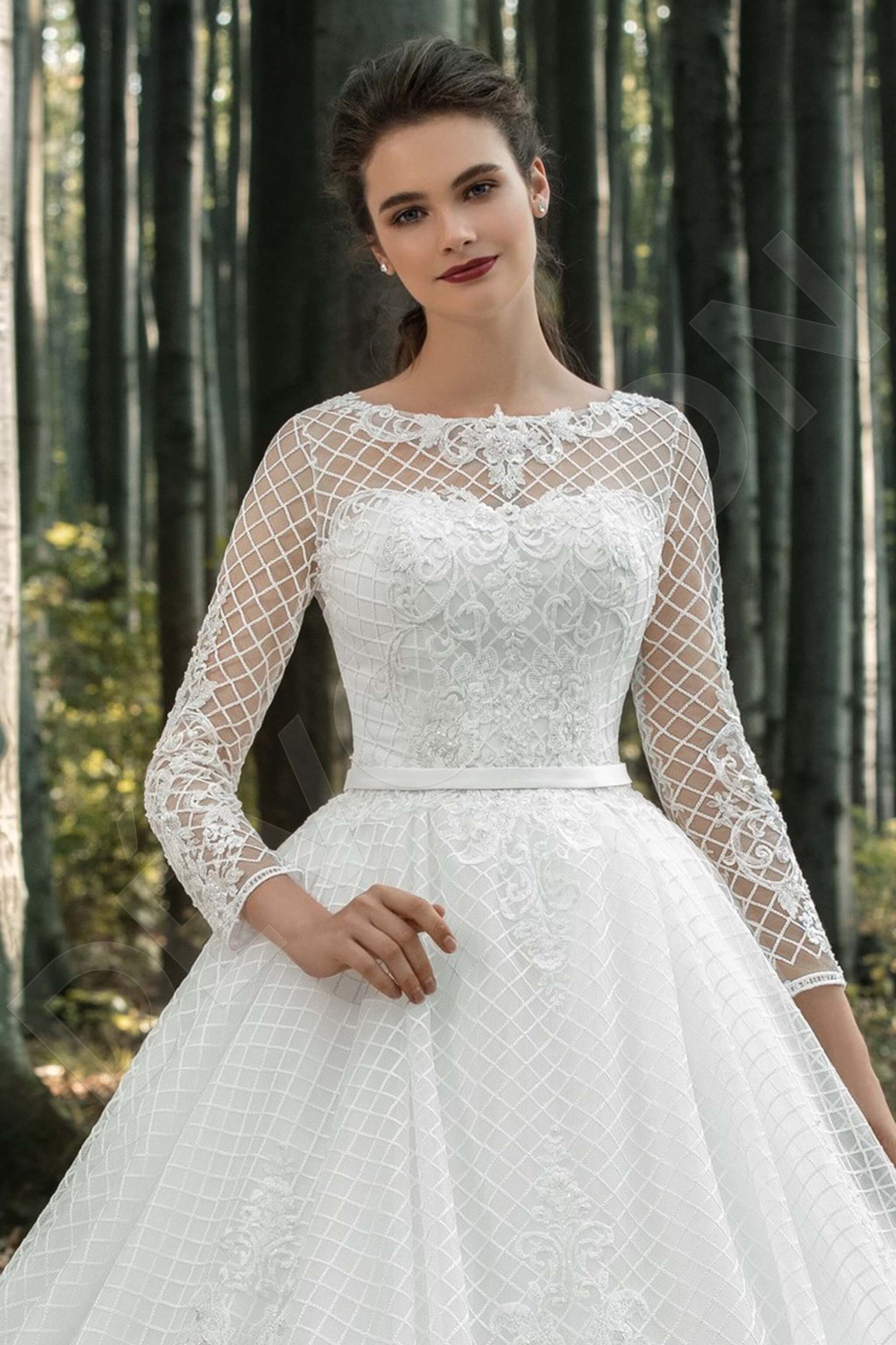 Satina A-line Boat/Bateau Milk Wedding dress