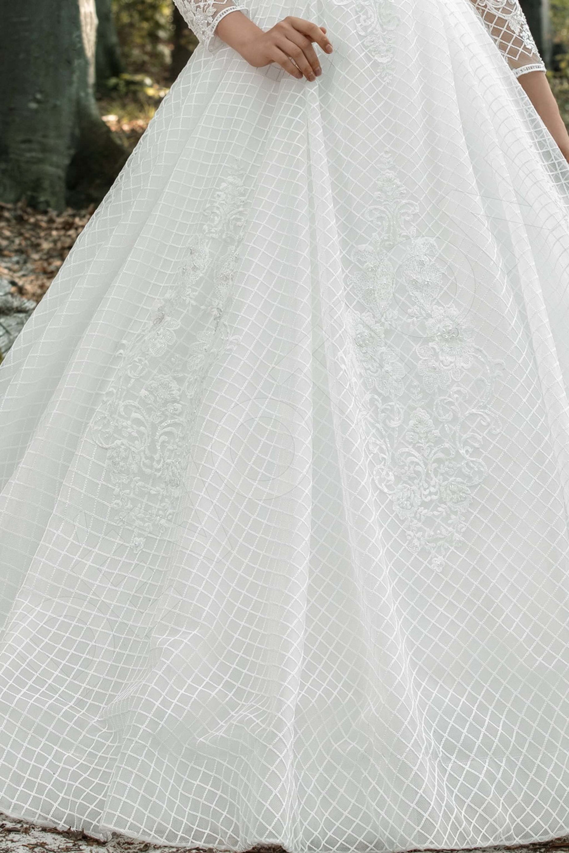 Satina A-line Boat/Bateau Milk Wedding dress