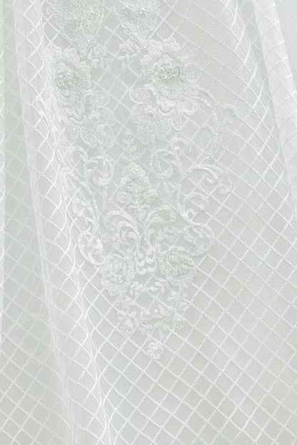 Satina Illusion back A-line Long sleeve Wedding Dress 7