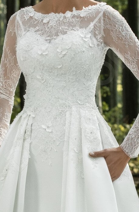 Eugenia A-line Boat/Bateau White Wedding dress