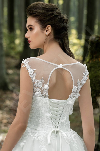 Bee Open back A-line Short/ Cap sleeve Wedding Dress 5