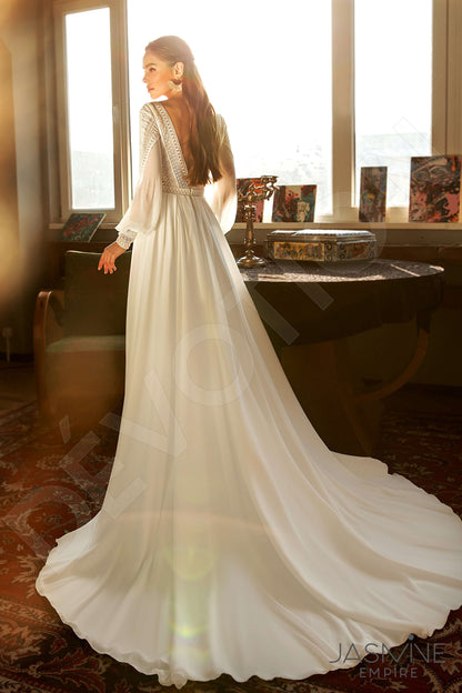 Shelly Open back A-line Long sleeve Wedding Dress Back