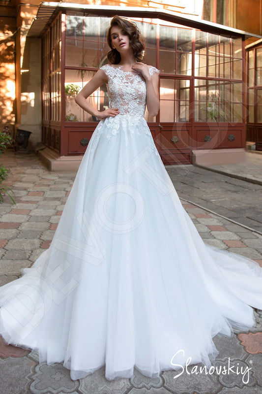 Ariella A-line Boat/Bateau Ivory Milk Wedding dress