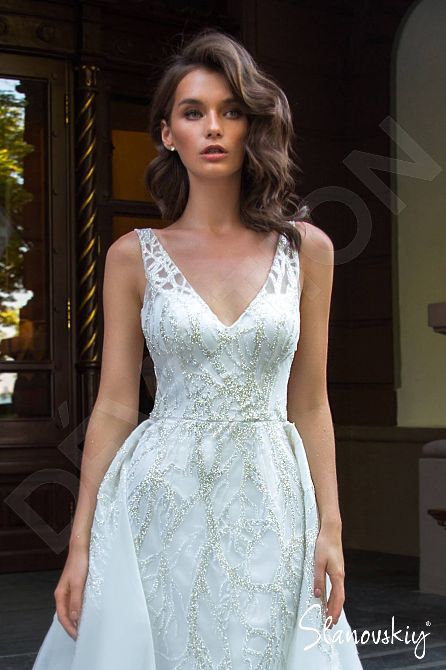 Farren Trumpet/Mermaid V-neck Ivory Milk Wedding dress