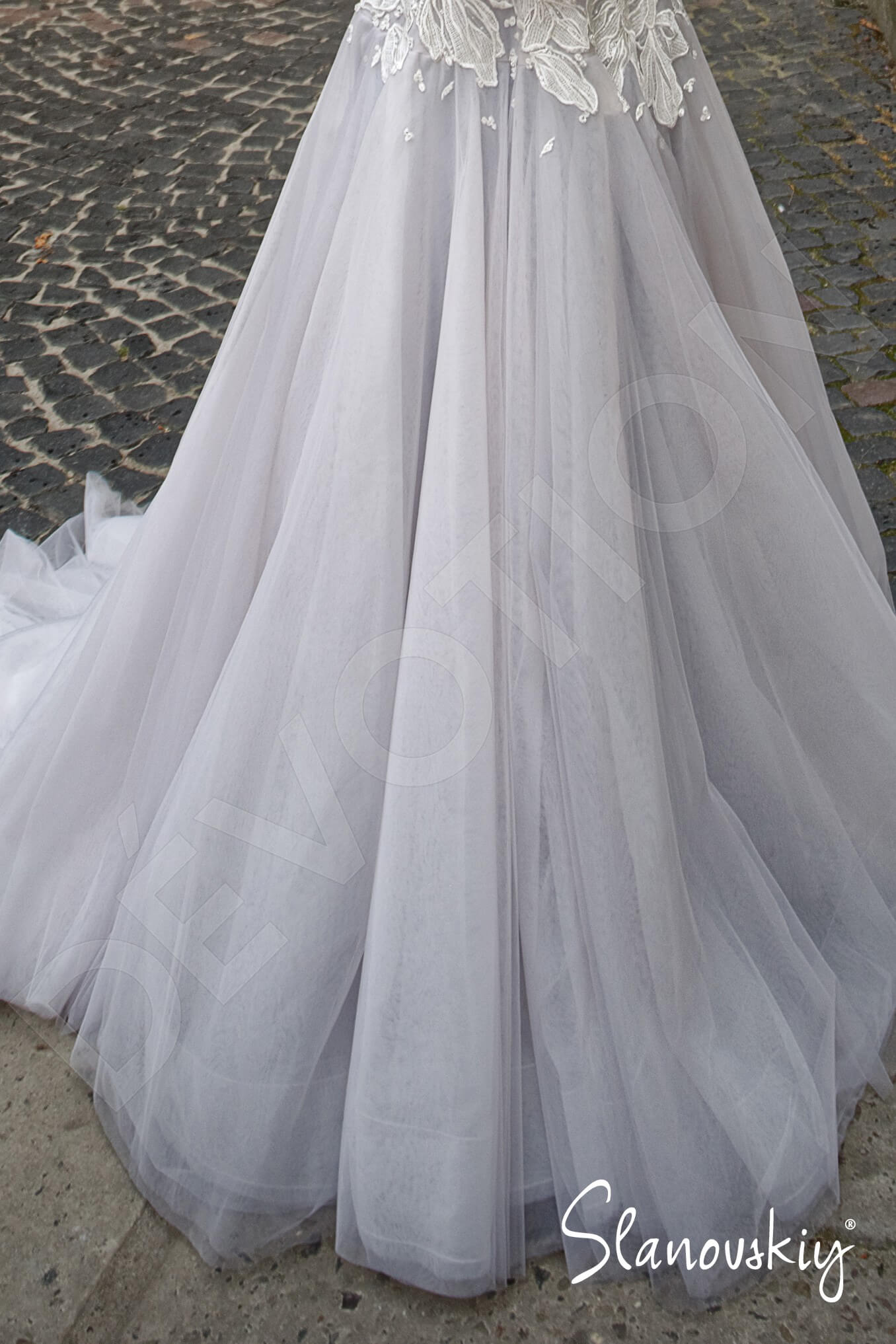 Joseline A-line Illusion Lightgray Ivory Wedding dress