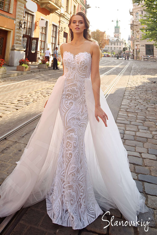 Drina A-line Illusion Ivory Nude Wedding dress