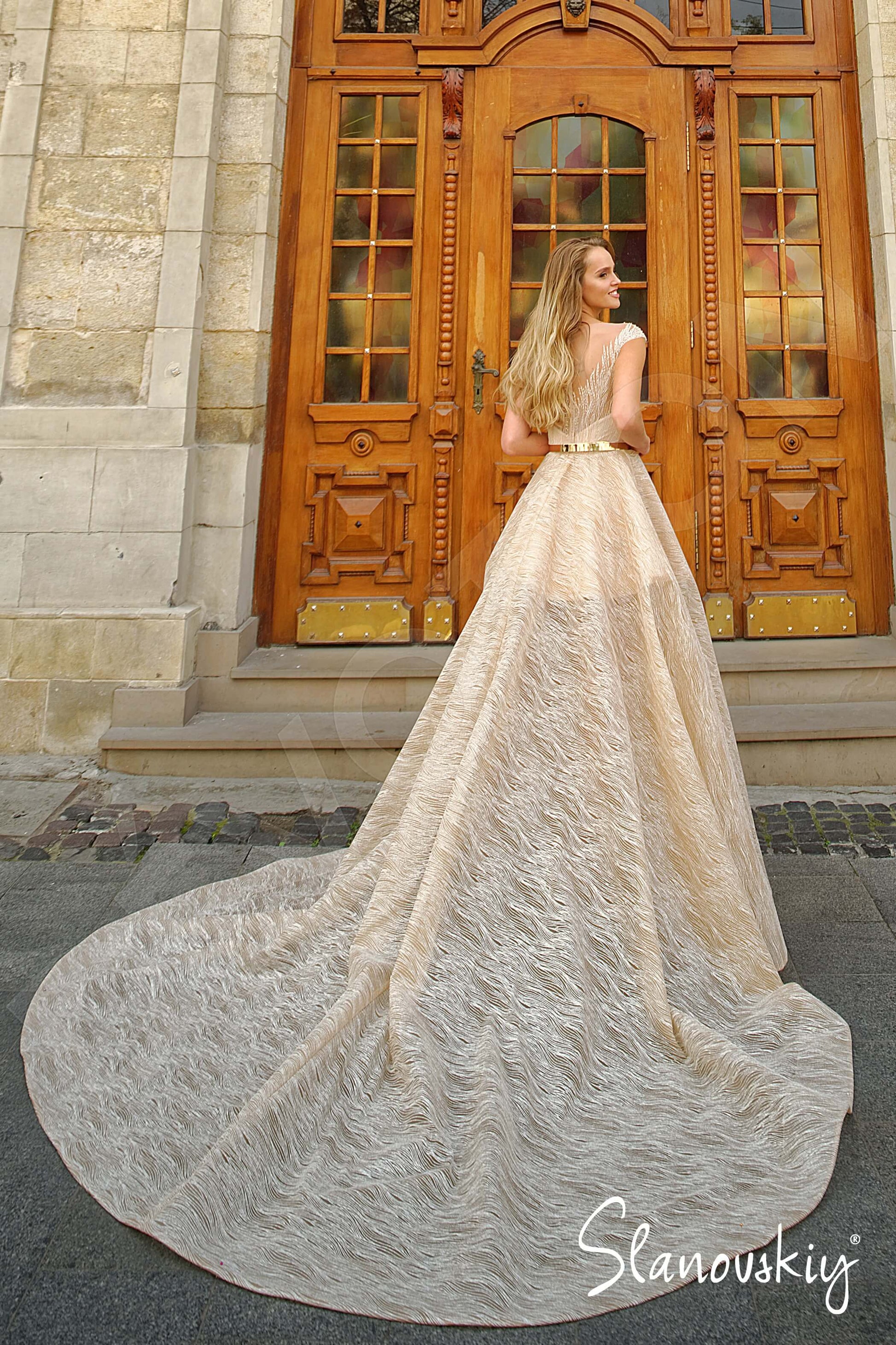 Juana A-line Illusion Gold Wedding dress