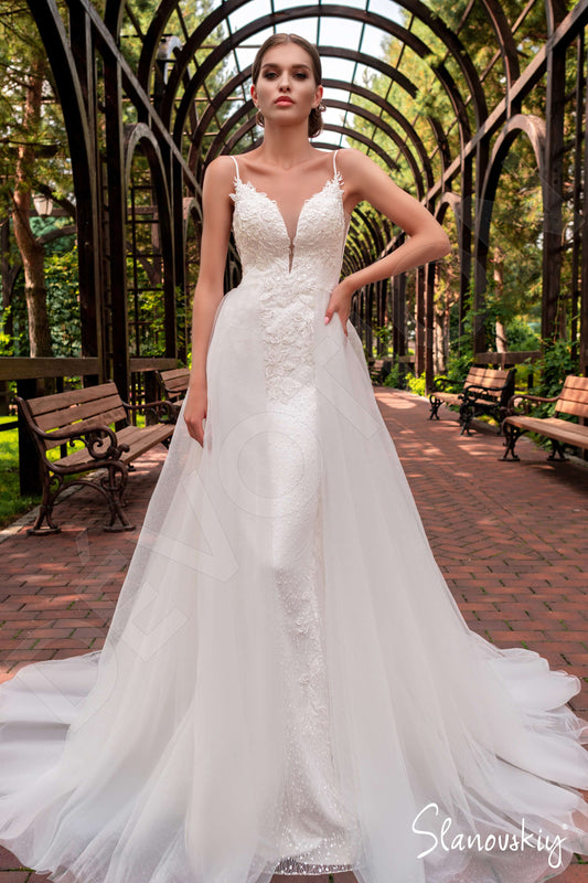 Aerolyn A-line V-neck Ivory Milk Wedding dress