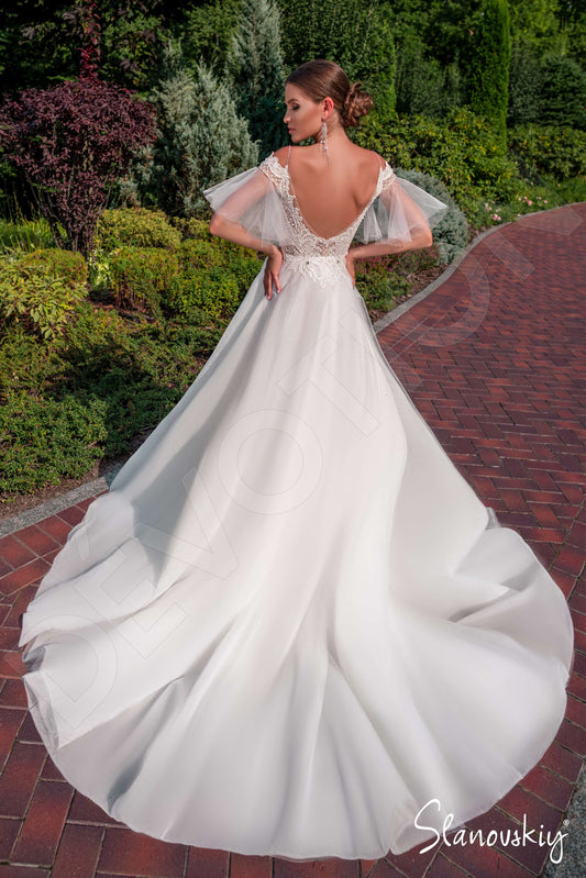 Afsha A-line Off-shoulder/Drop shoulders Ivory Milk Wedding dress