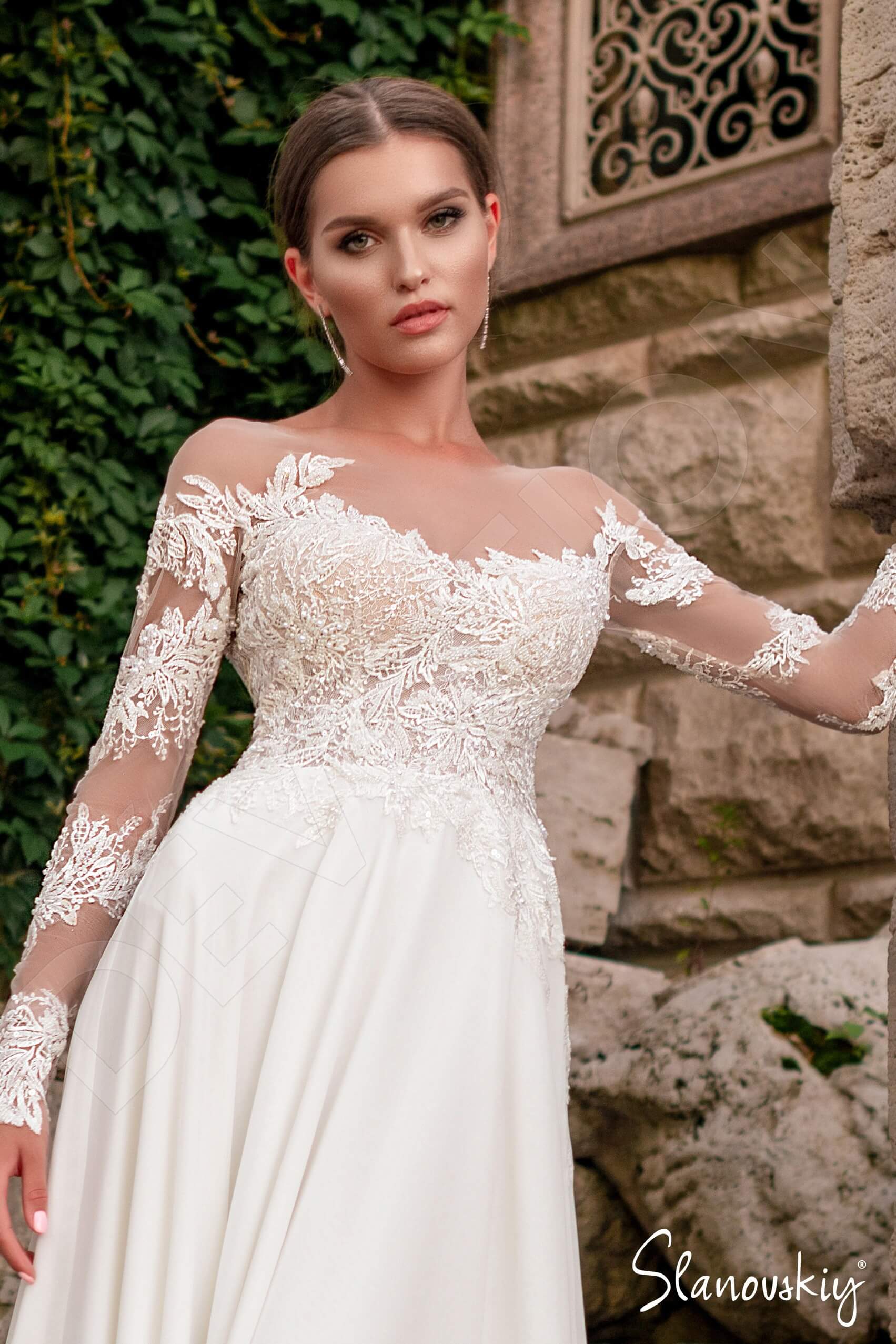 Joyce A-line Illusion Ivory Milk Wedding dress