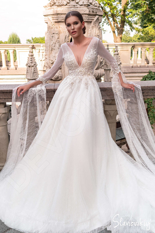 Alivia A-line Illusion Ivory Milk Wedding dress