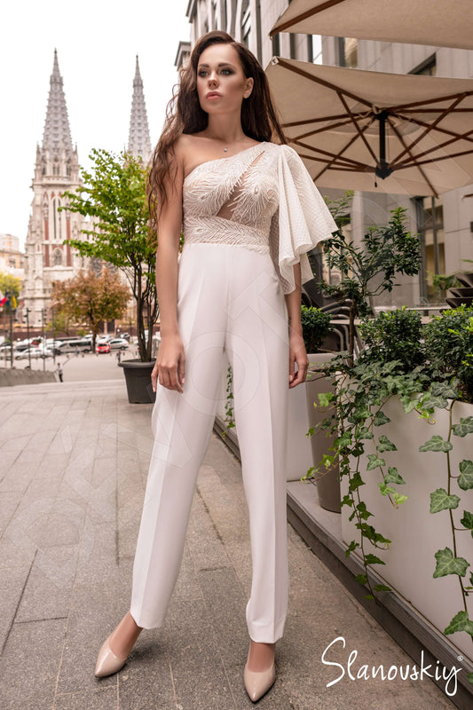 Allyn Pants Asymmetric/One shoulder Ivory Milk Wedding dress