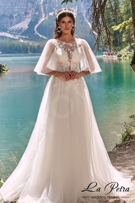 Amilia A-line Jewel Milk Wedding dress