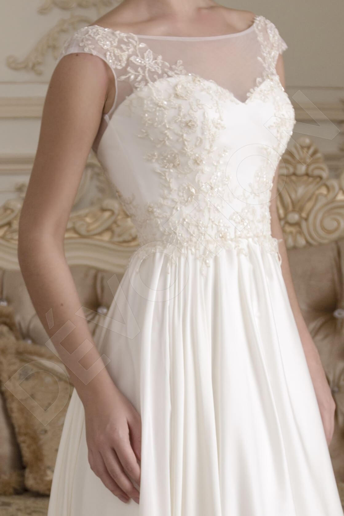 Elaine A-line Boat/Bateau Ivory Wedding dress