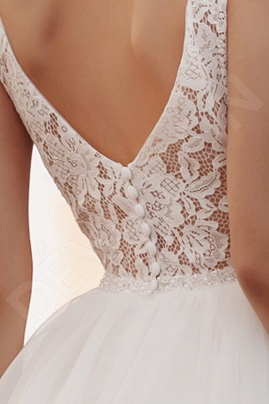 Frannie A-line V-neck Milk Wedding dress