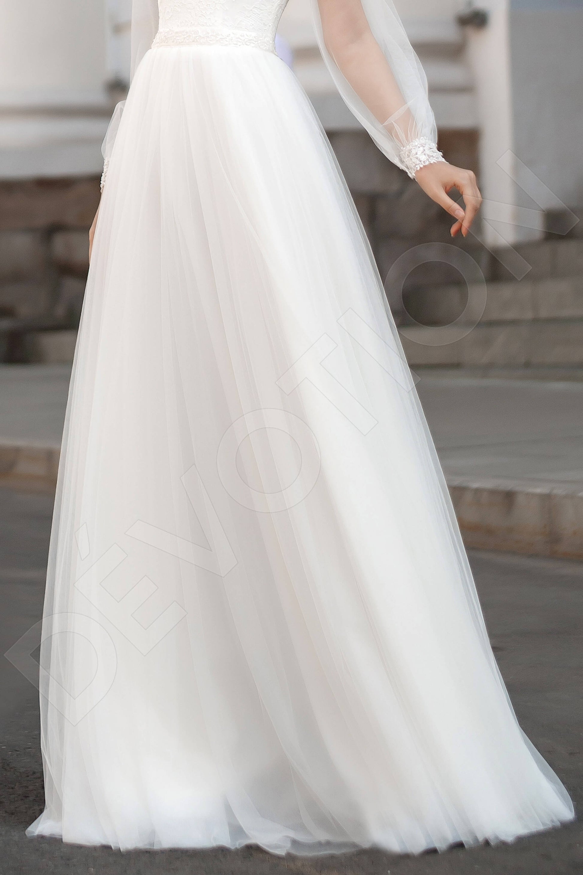 Annoris A-line Illusion Ivory Wedding Dress