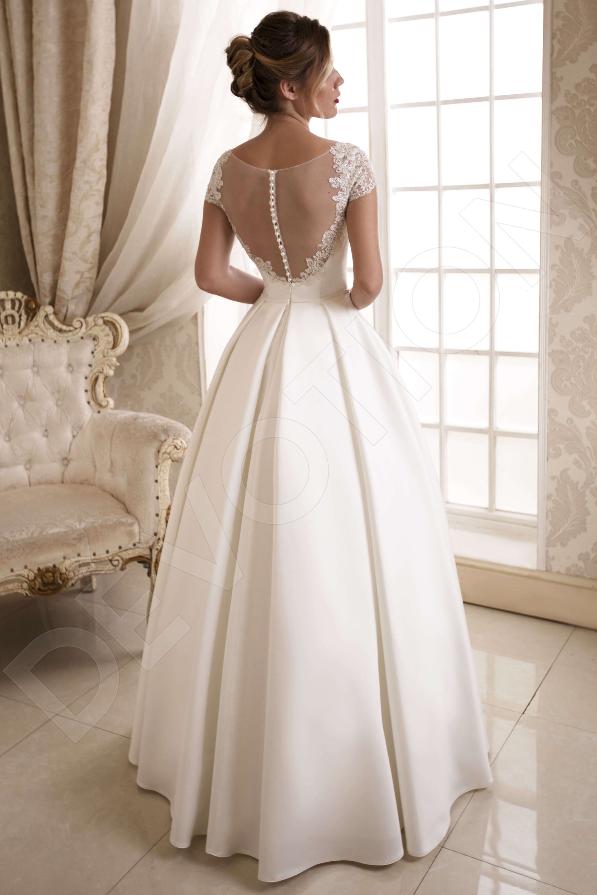 Bertie A-line Boat/Bateau Ivory Wedding dress