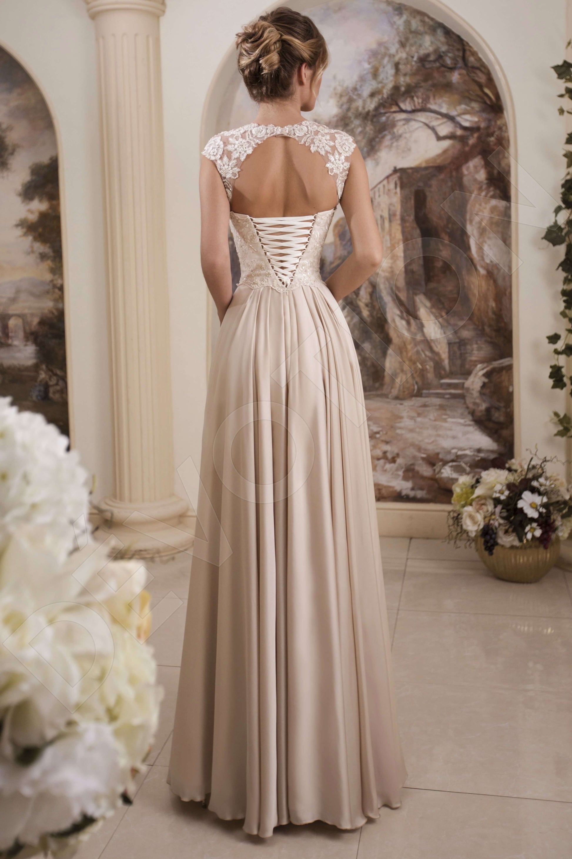 Nanette A-line Queen Anne Nude Wedding dress